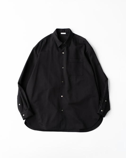 WOOL GABARDINE WIDE SHIRT - BLACK