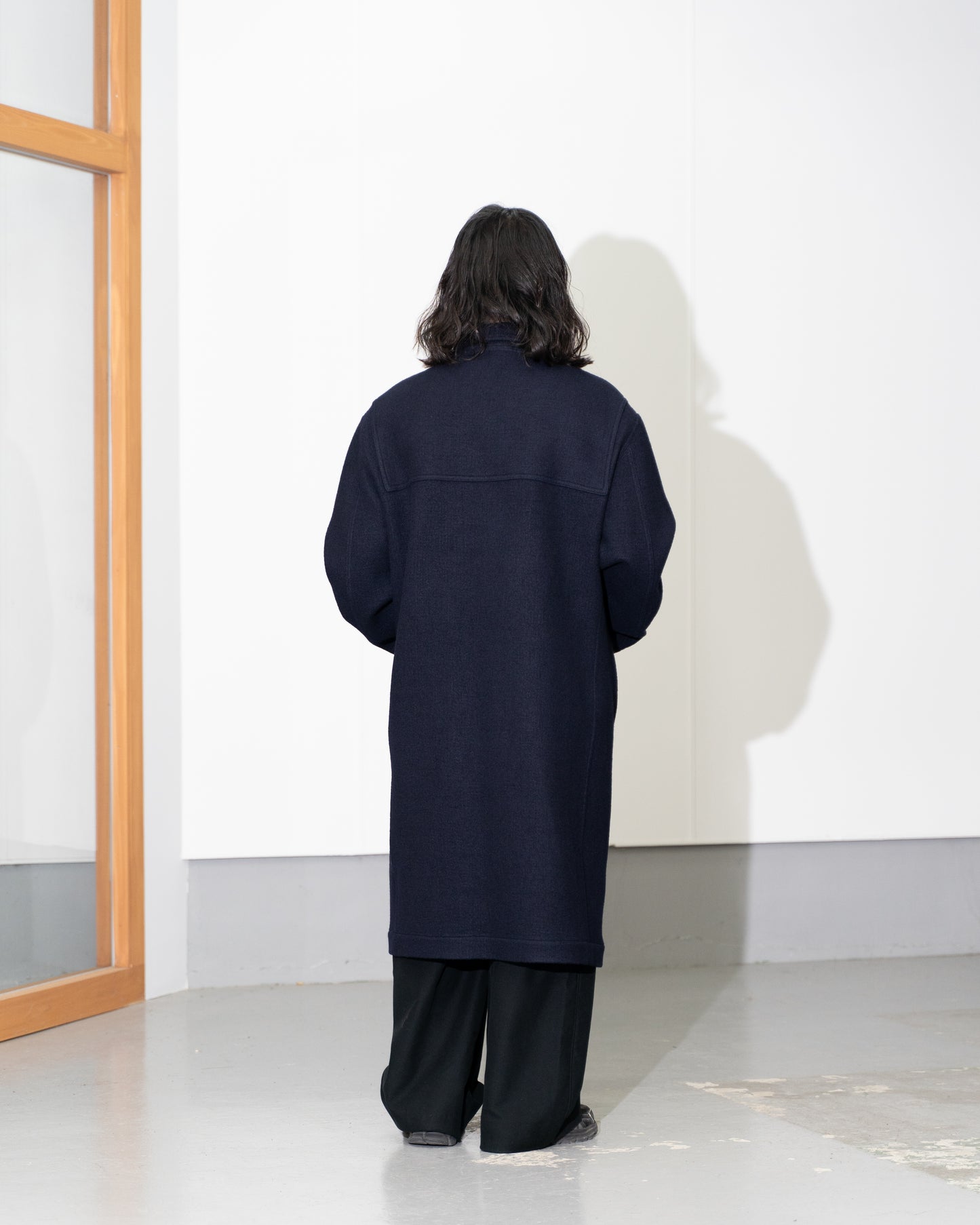 MELTON WOOL DUFFEL COAT - NAVY