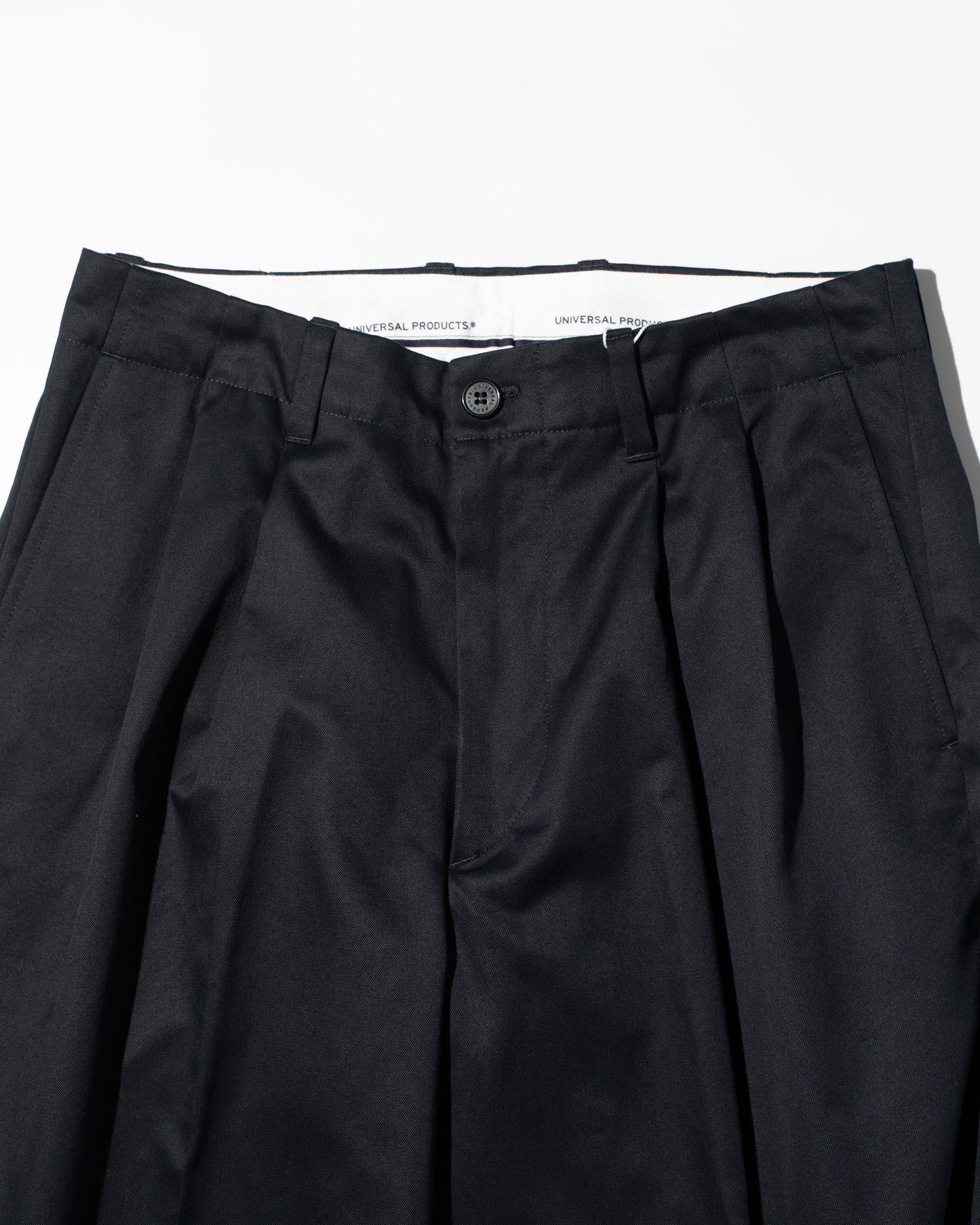 2TUCK WIDE CHINO TROUSERS - NAVY