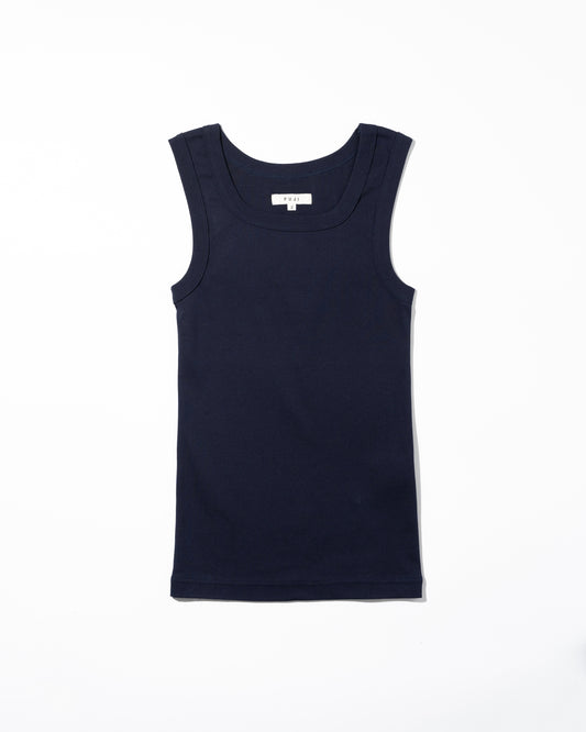 COTTON SQUARE TANK TOP - NAVY
