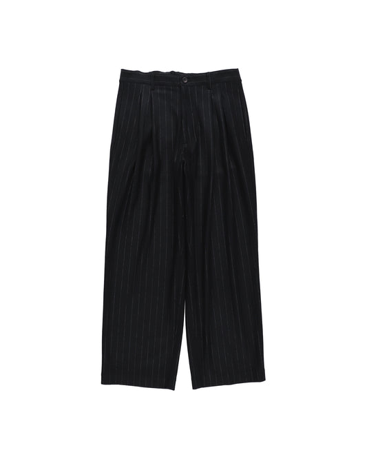 36G WOOL STRIPE EASY TROUSERS - BLACK SP