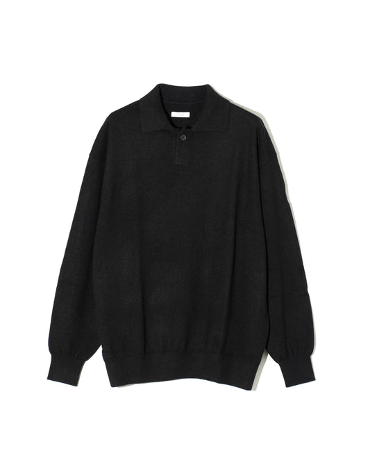 CASHMERE KNIT POLO - BLACK