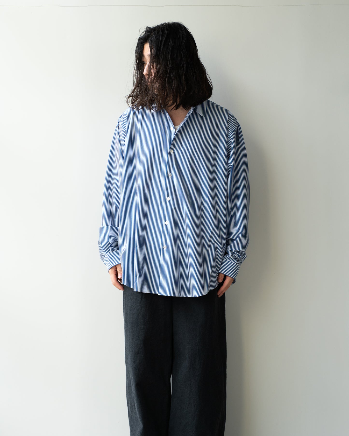 46G STRIPE ATMOSPHERE SHIRT - NAVY WHITE