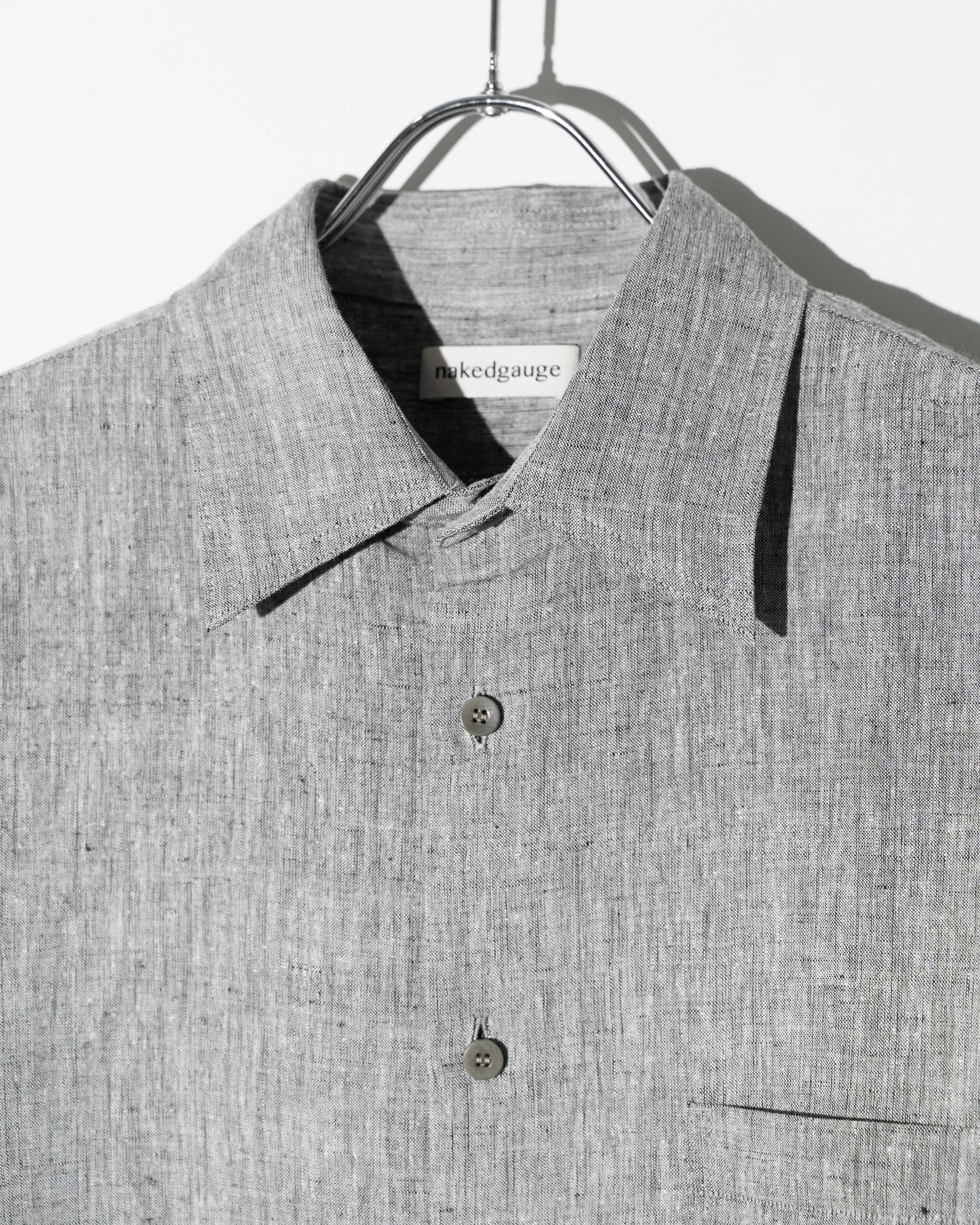KHADIxLINEN REGULAR COLLER SHIRT - GRAY