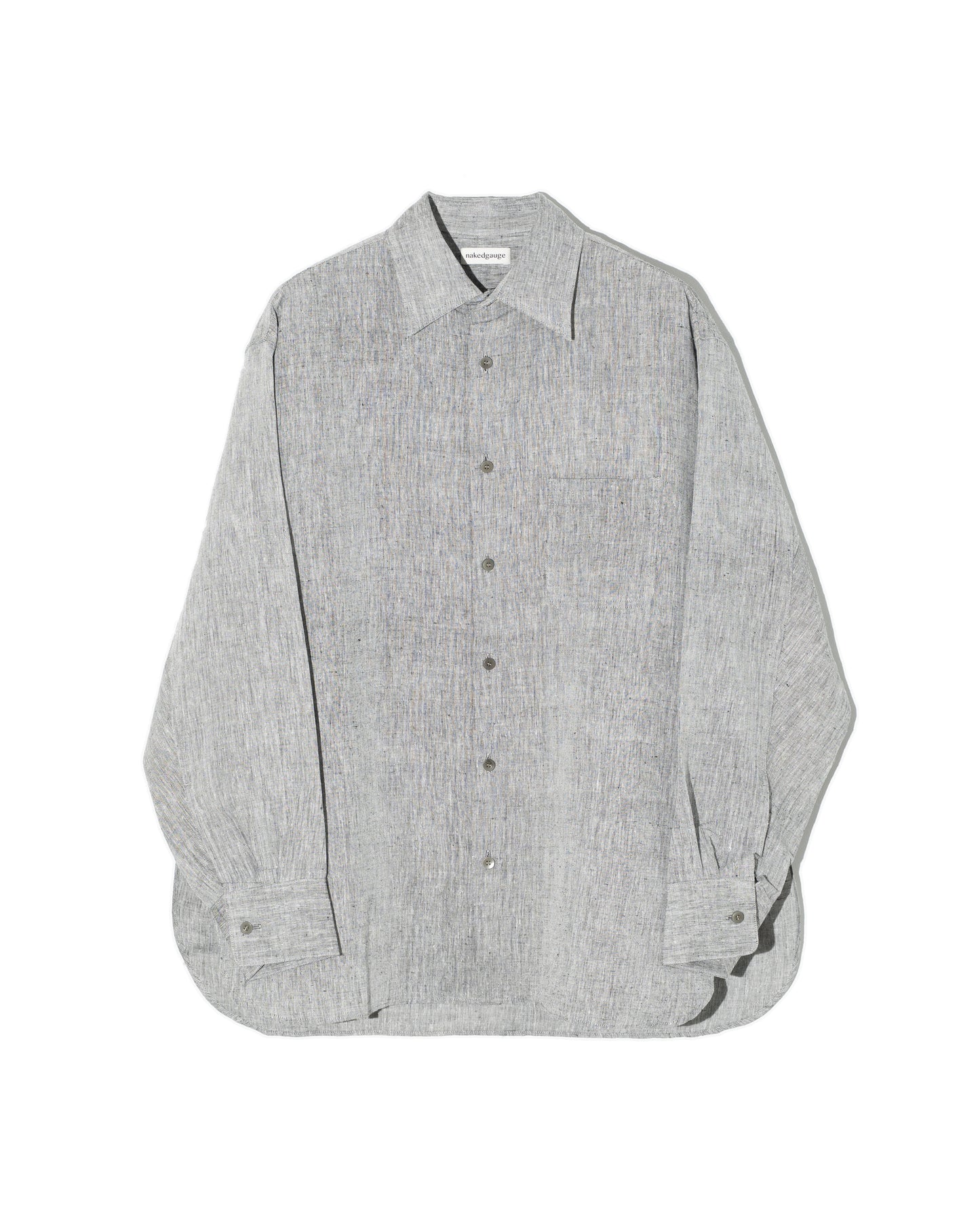 KHADIxLINEN REGULAR COLLER SHIRT - GRAY