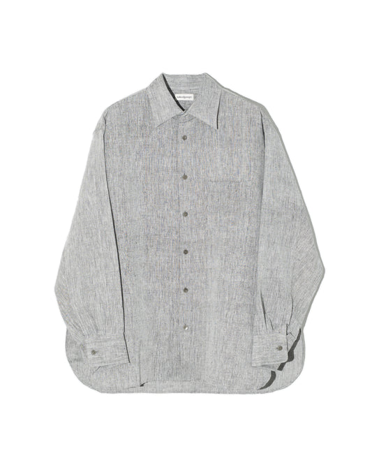 KHADIxLINEN REGULAR COLLER SHIRT - GRAY