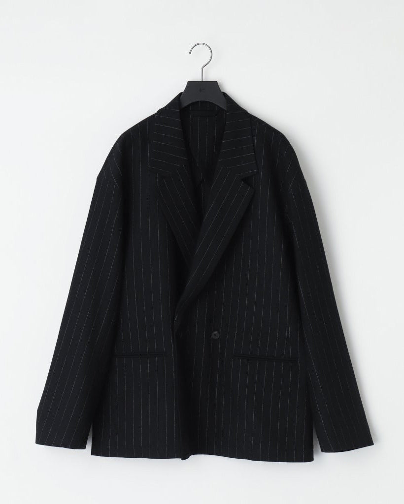 36G WOOL STRIPE DOUBLE JACKET - BLACK