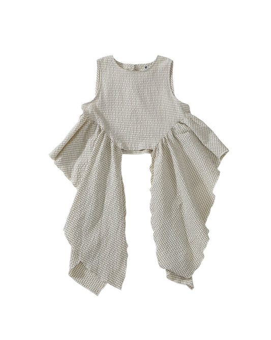 GATHER SIDE BLOUSE - BEIGE