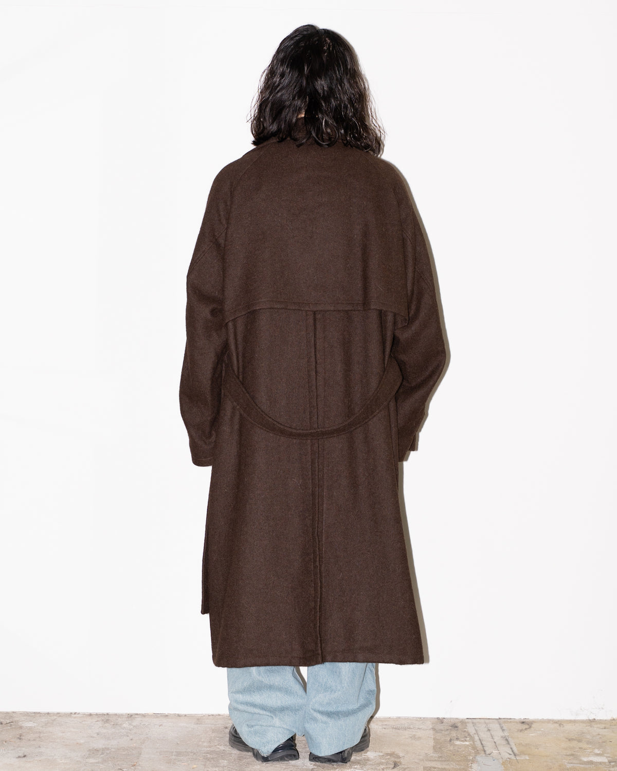 ALPACA OVERSIZE COAT - DEEP BROWN