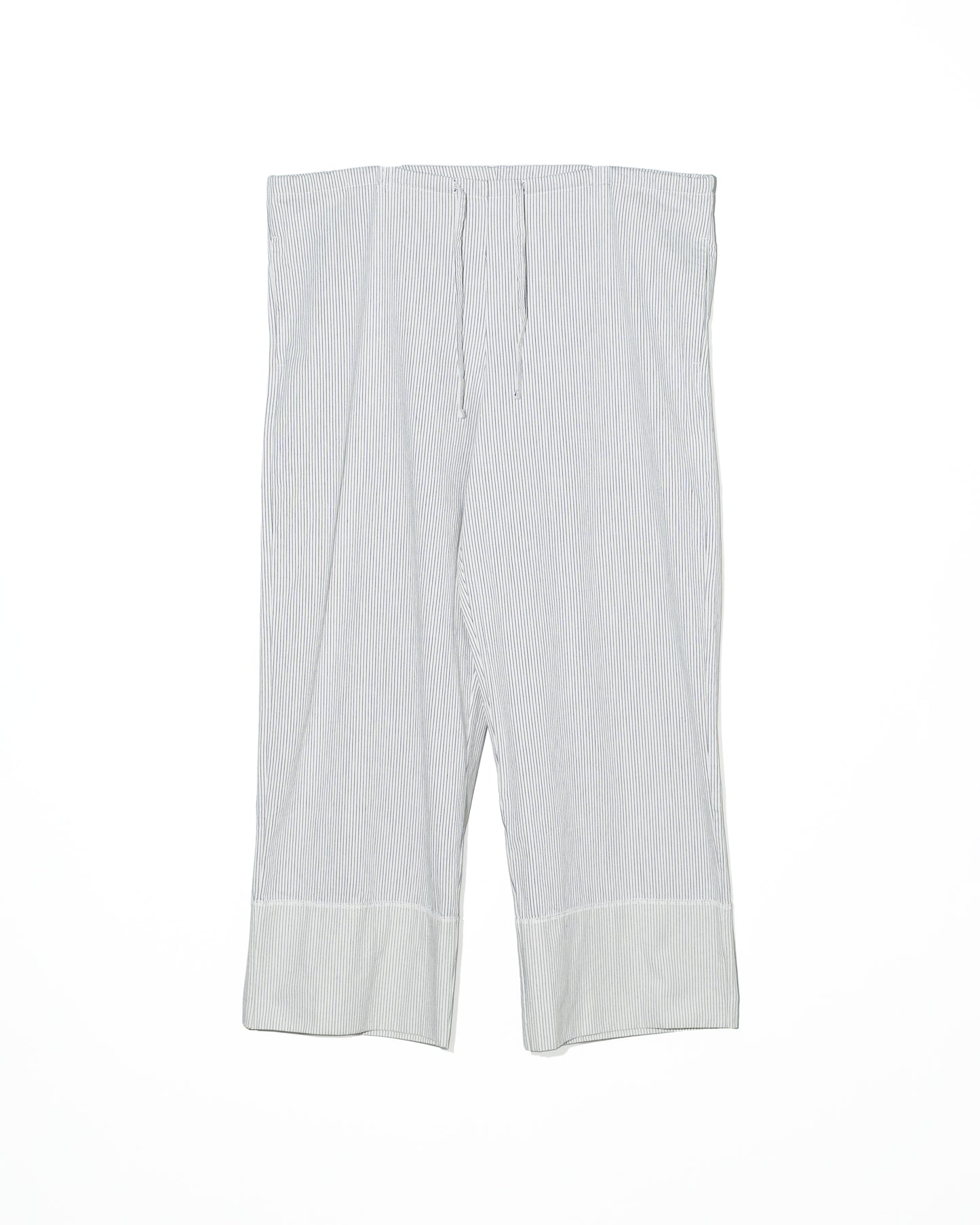 STRIPE WAIST CORD WIDE PANTS - WHITE