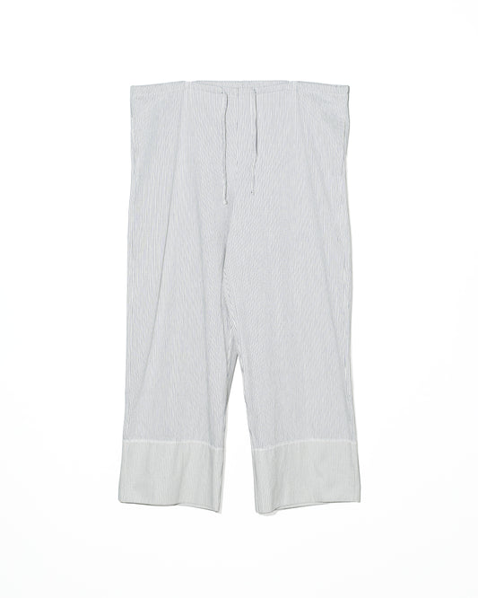 STRIPE WAIST CORD WIDE PANTS - WHITE
