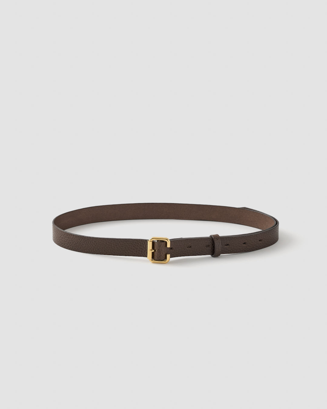 C BUCKLE LEATHER BELT 22MM - GOLD BROWN