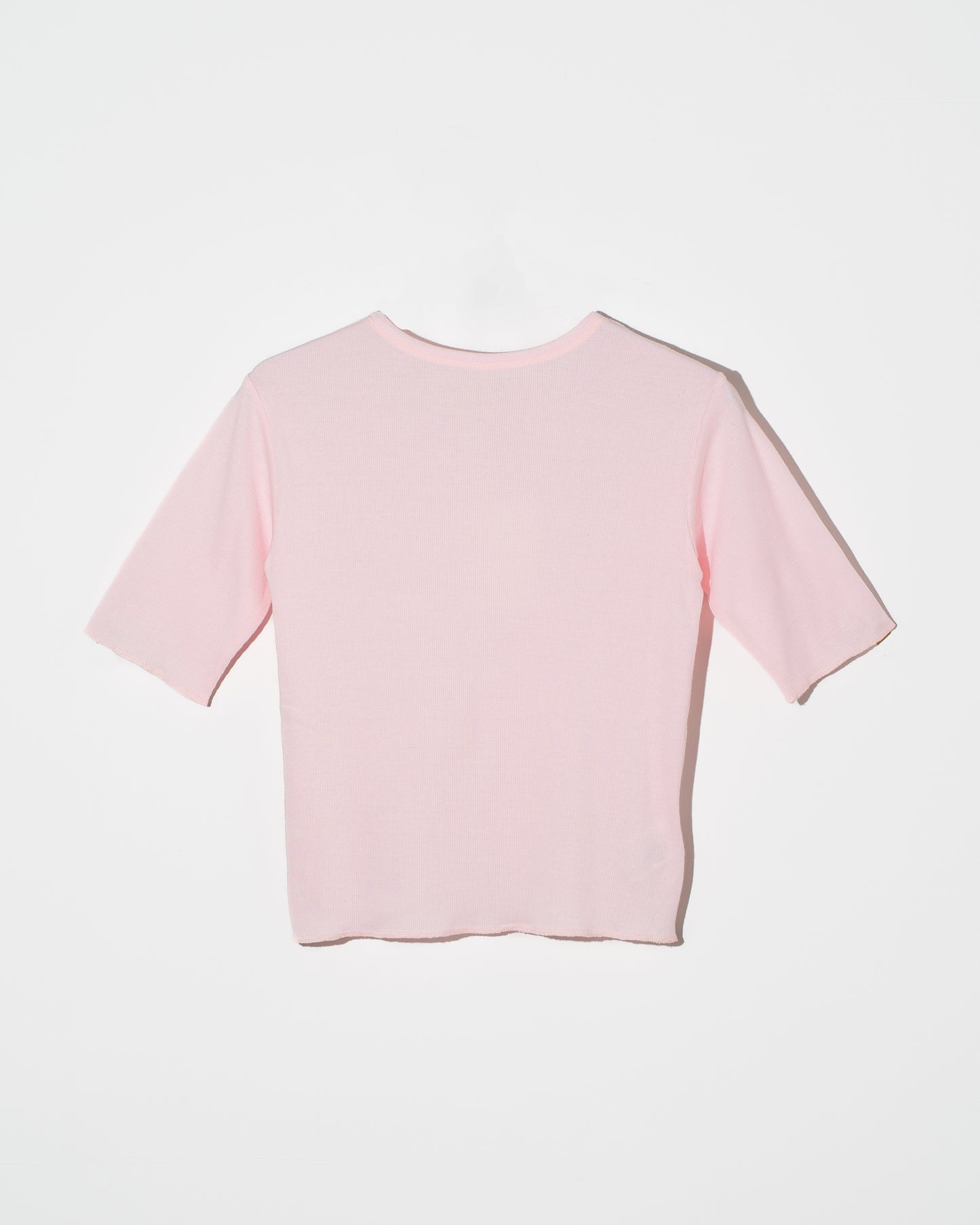 SOFT RIB HALF-SLEEVE TEE - LIGHT PINK