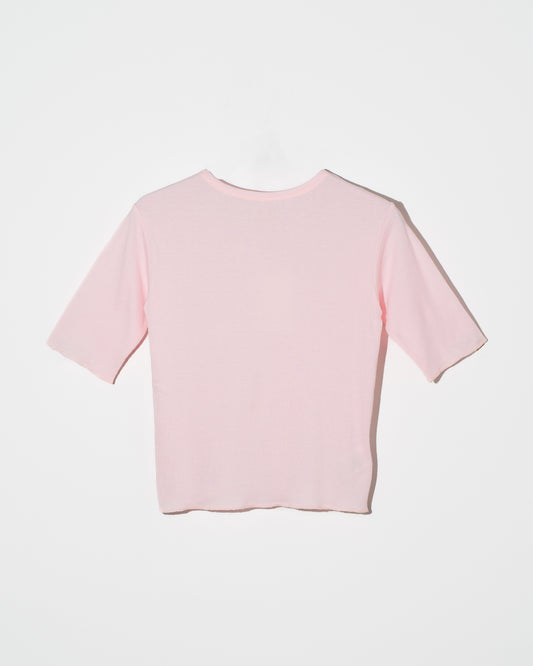 SOFT RIB HALF-SLEEVE TEE - LIGHT PINK