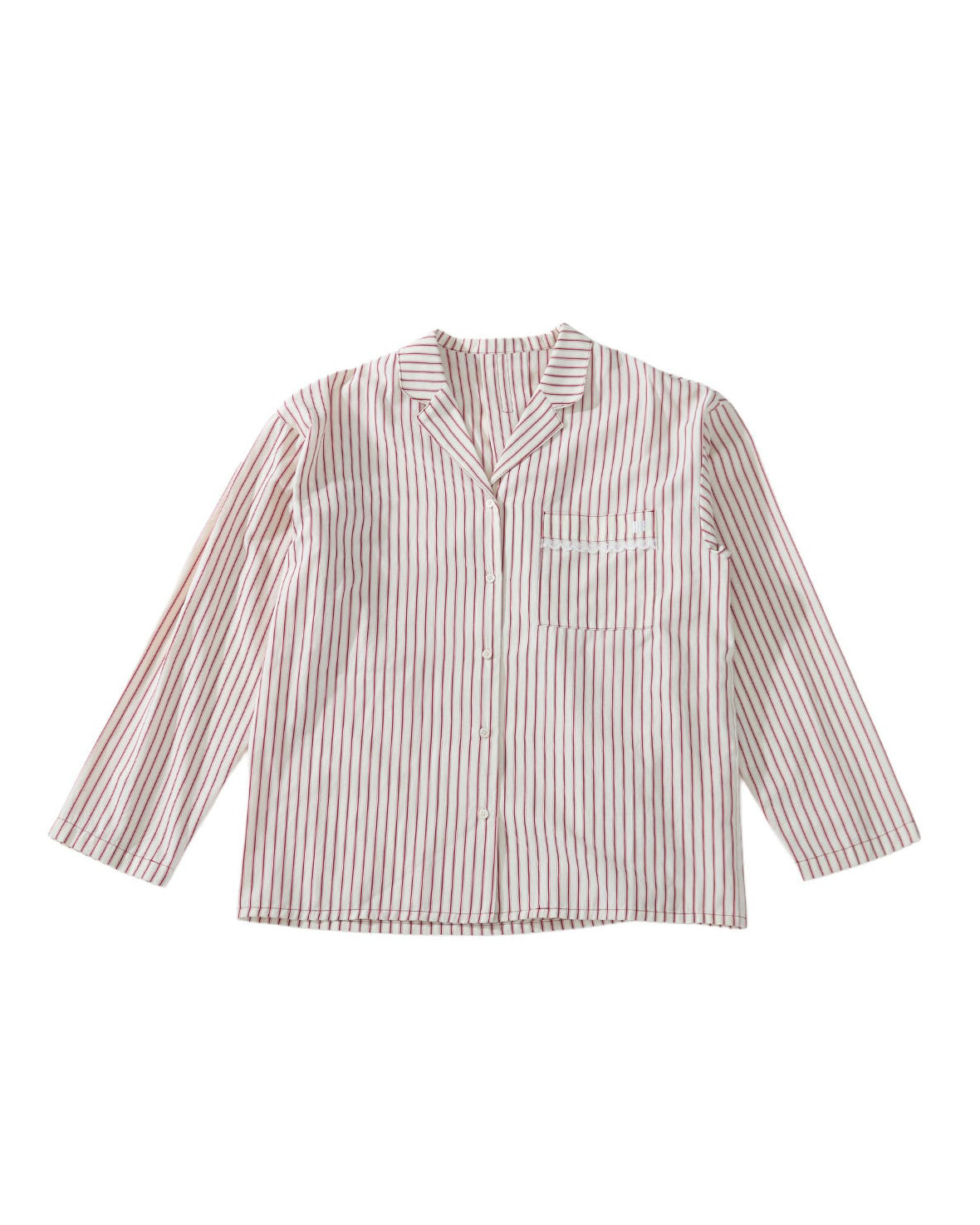 STRIPE OPEN COLLAR SHIRT - O/WHITE