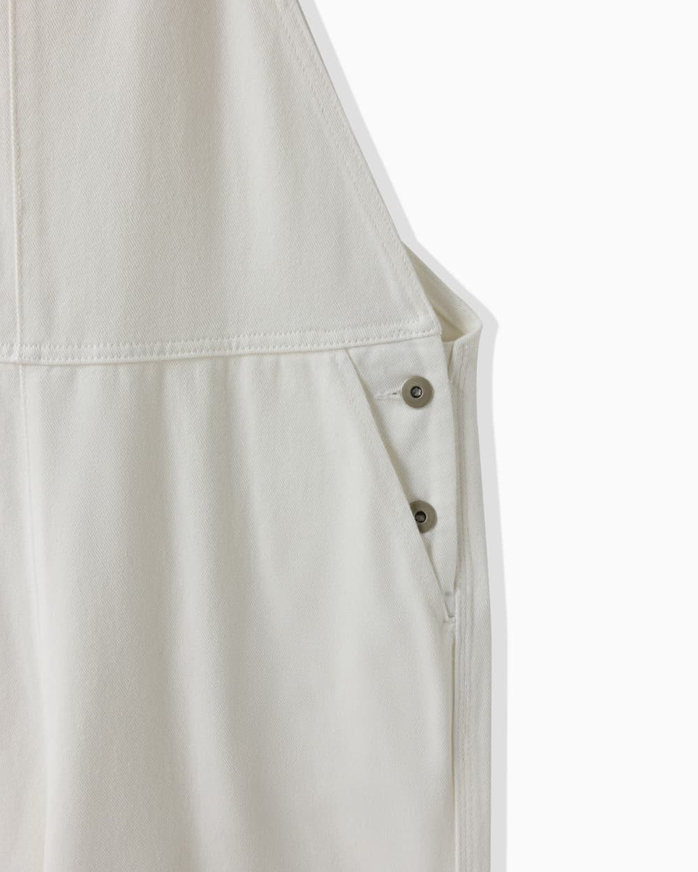 WHITE DENIM SALOPETTE - WHITE
