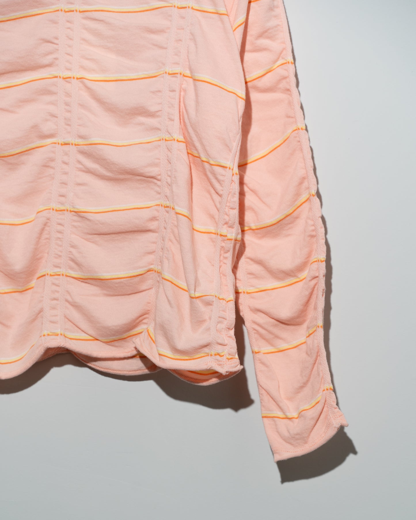 TUCKED JACQUARD BORDER PULLOVER - PINK