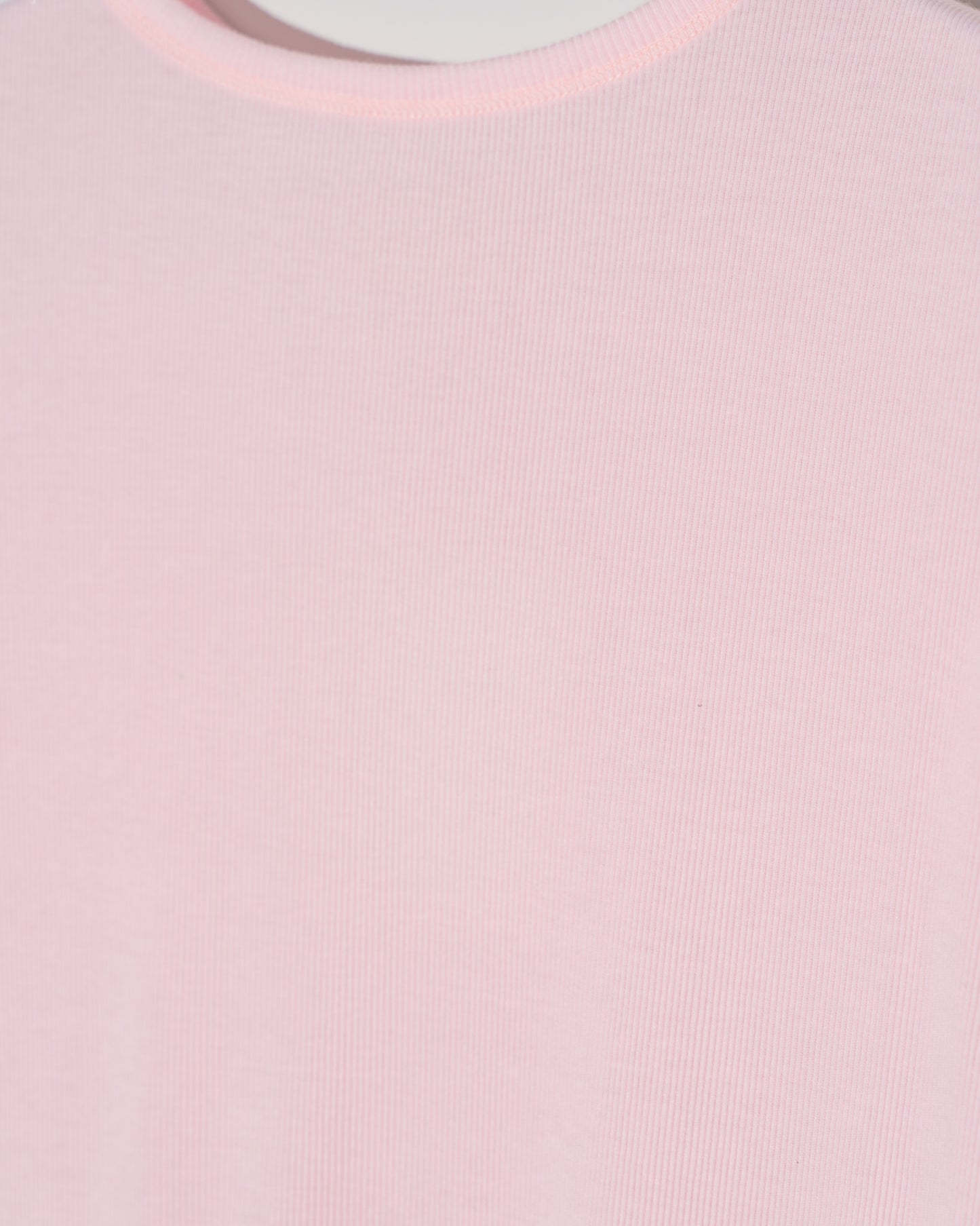 SOFT RIB HALF-SLEEVE TEE - LIGHT PINK