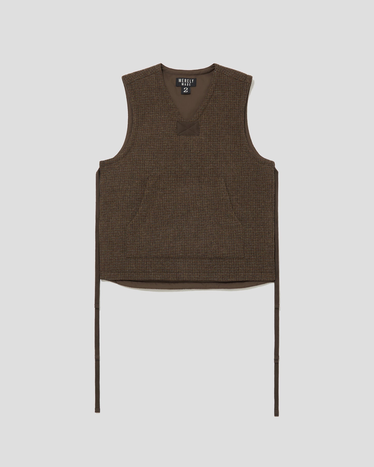 TWEED CHECK WOOLEN VEST - FOREST BROWN