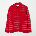 BORDER COTTON KNIT CARDIGAN - RED