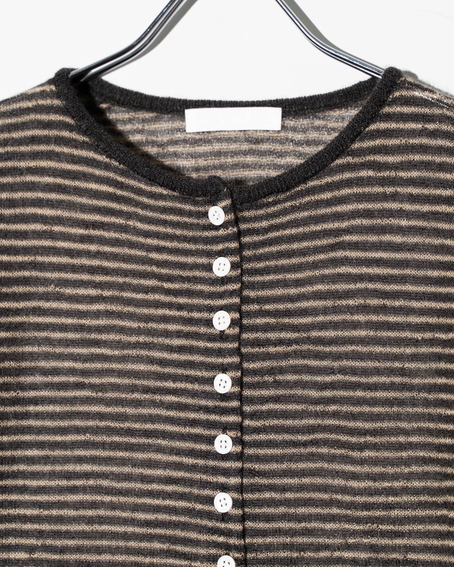 SUPER KID MOHAIR CARDIGAN - BEIGE×CHARCOAL