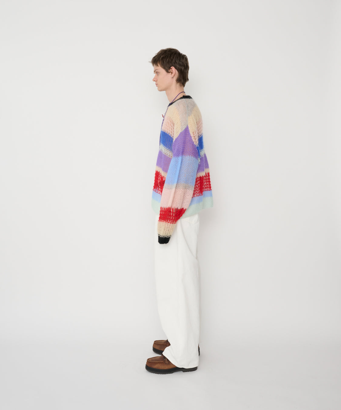 MOHAIR RANDOM BORDER CREW KNIT - RANDOM BORDER