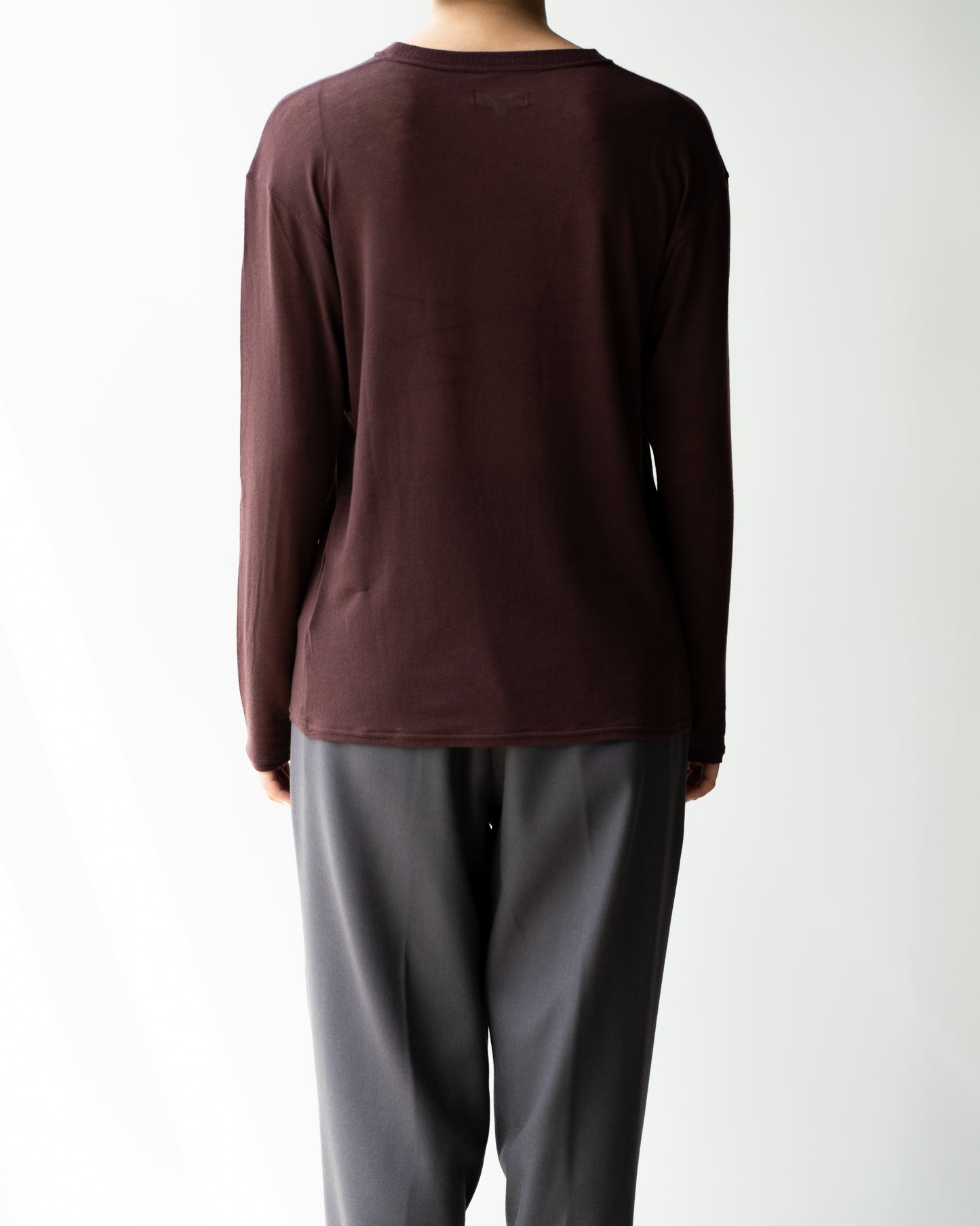 CASHMERE SILK L/S T-SHIRTS (FEMME) - BROWN