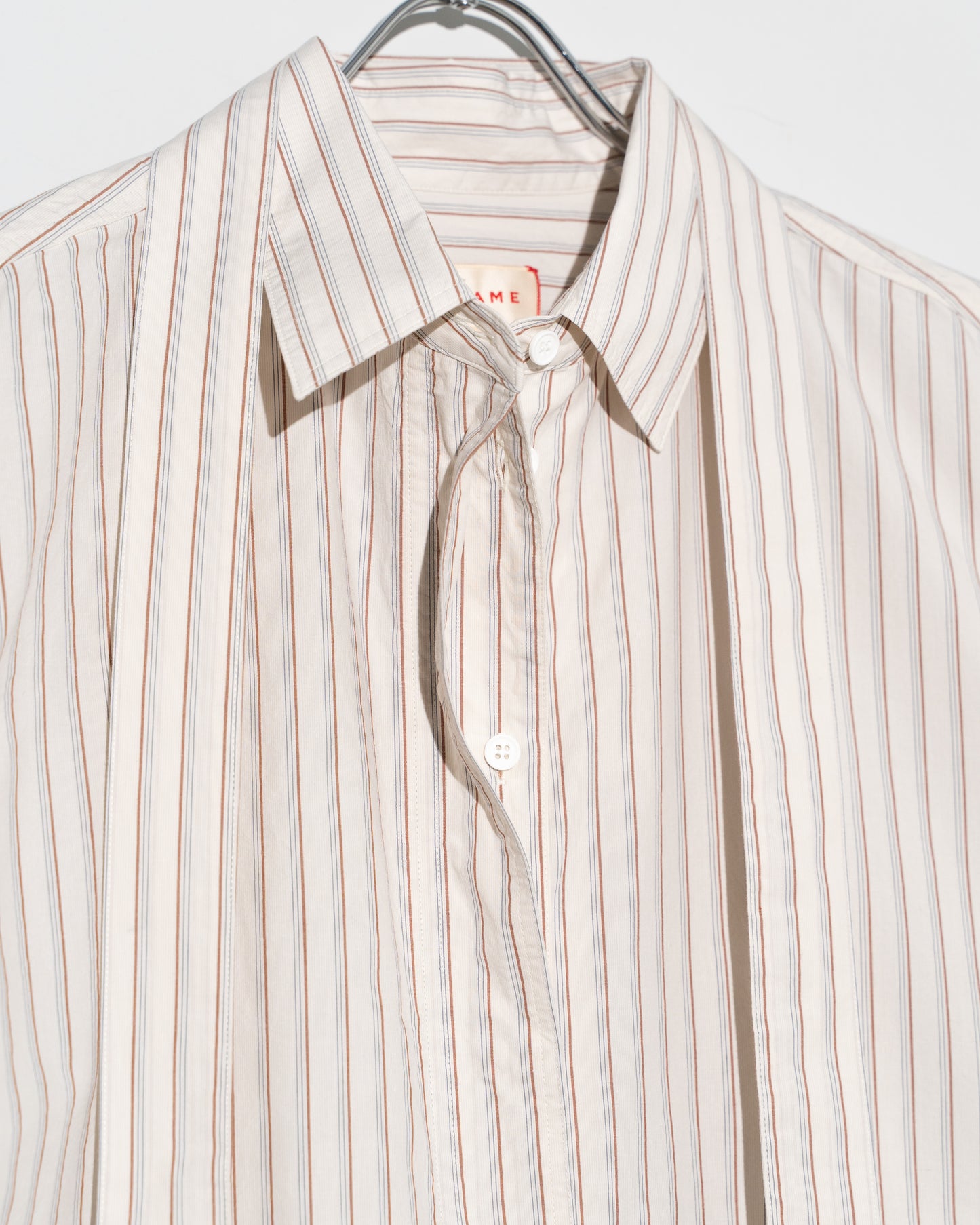 STRIPE BOW-TIE BLOUSE - WHITE