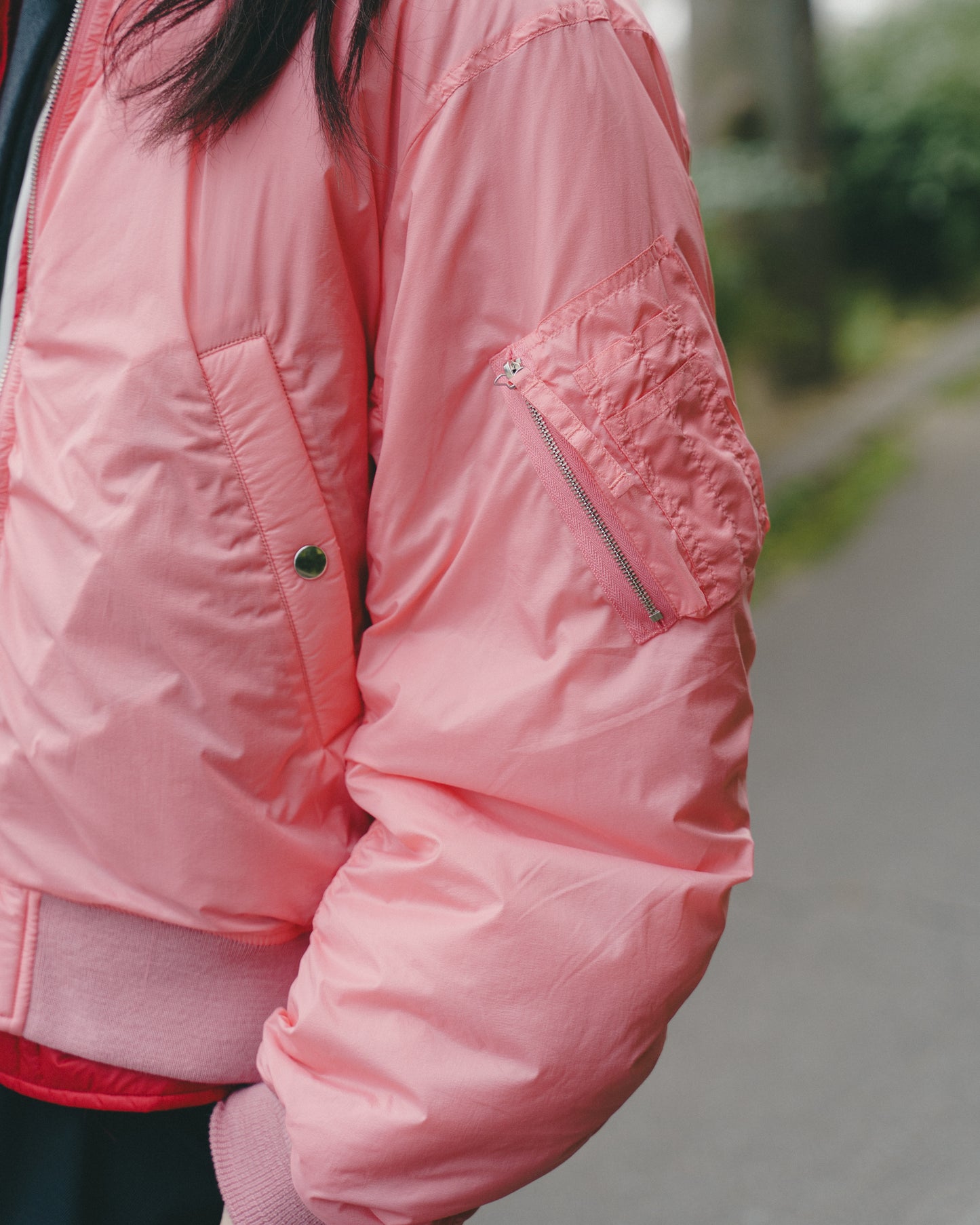 MICRO RIPSTOP NYLON REMOVABLE LINER MA-1 - ROSE PINK