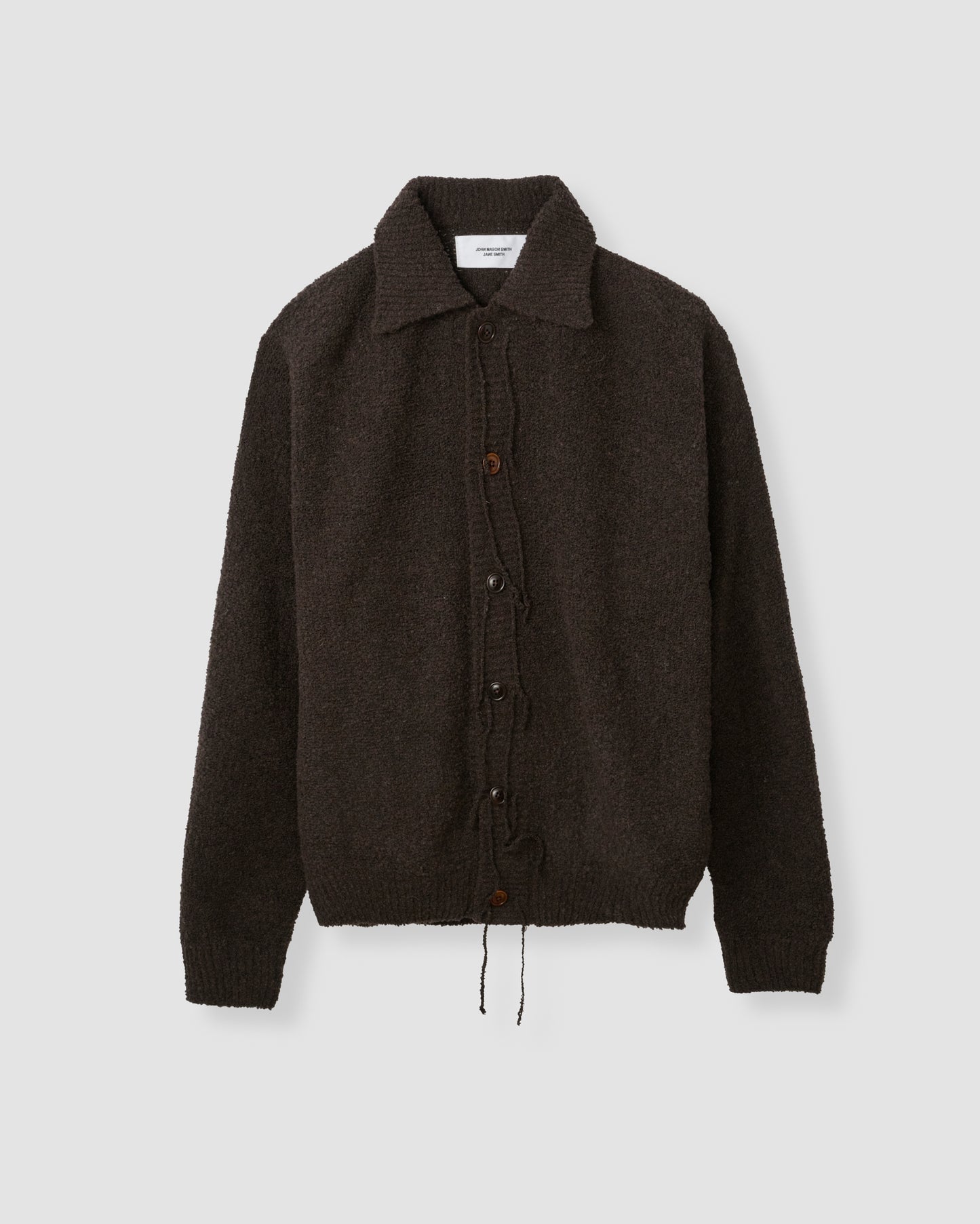 5G REVERSE STICHES POLO COLLAR KNIT CARDIGAN - BROWN
