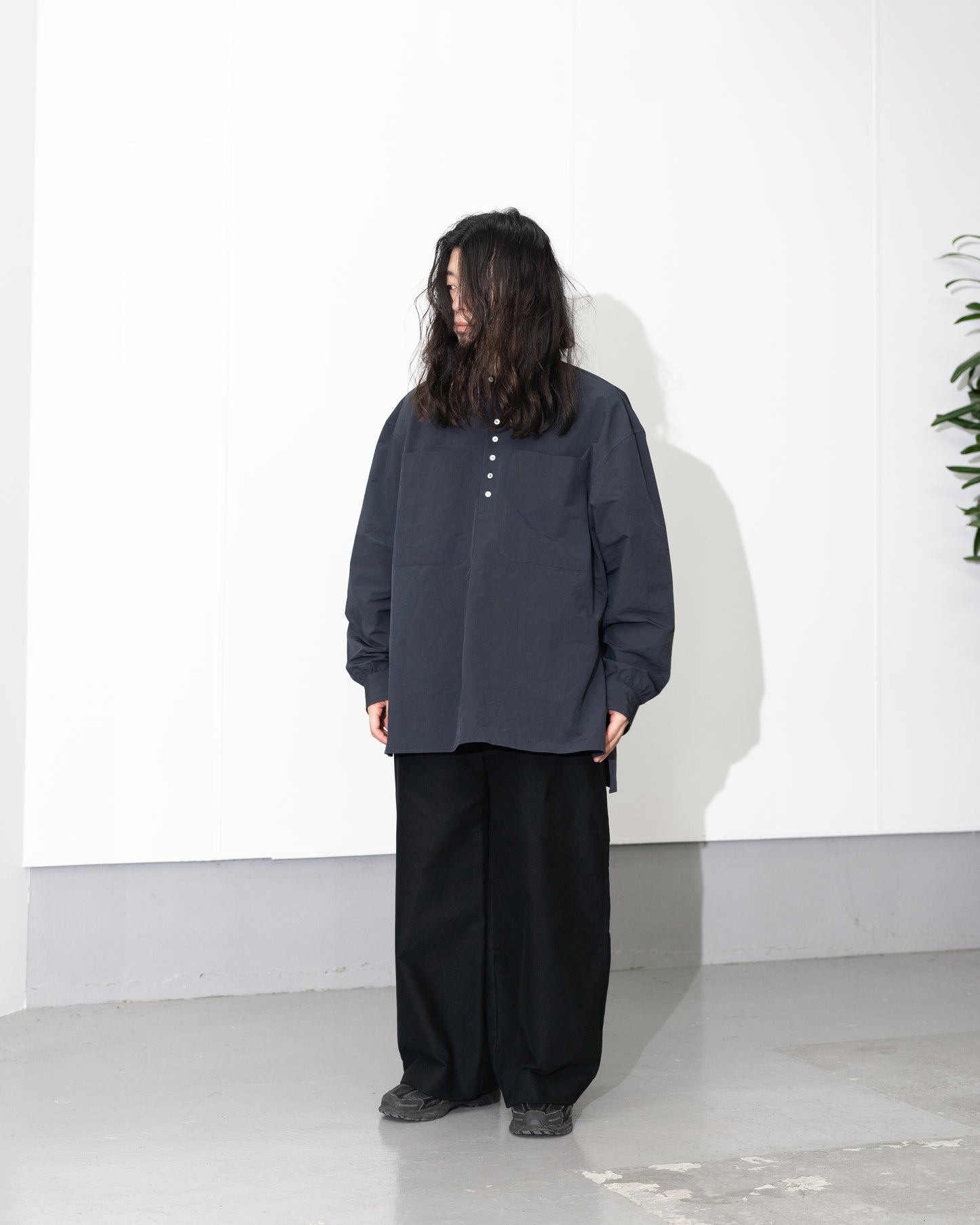 OVER SIZE PULL OVER SHIRTS - NAVY