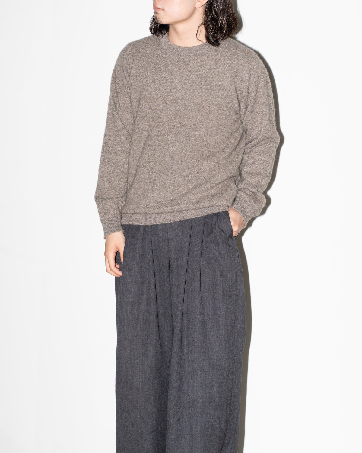 YAK CREW NECK SWEATER - GREY