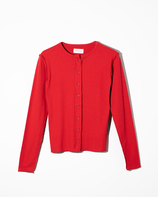 MANY BUTTON CARDIGAN - RED