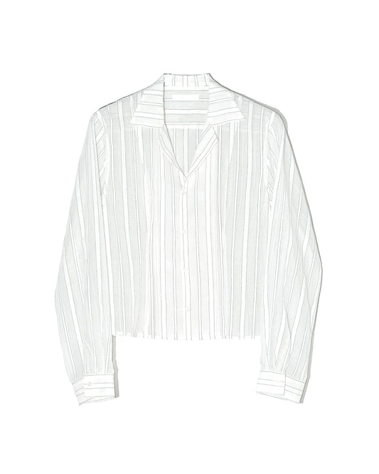 SHEER STRIPE SHIRT - WHITE