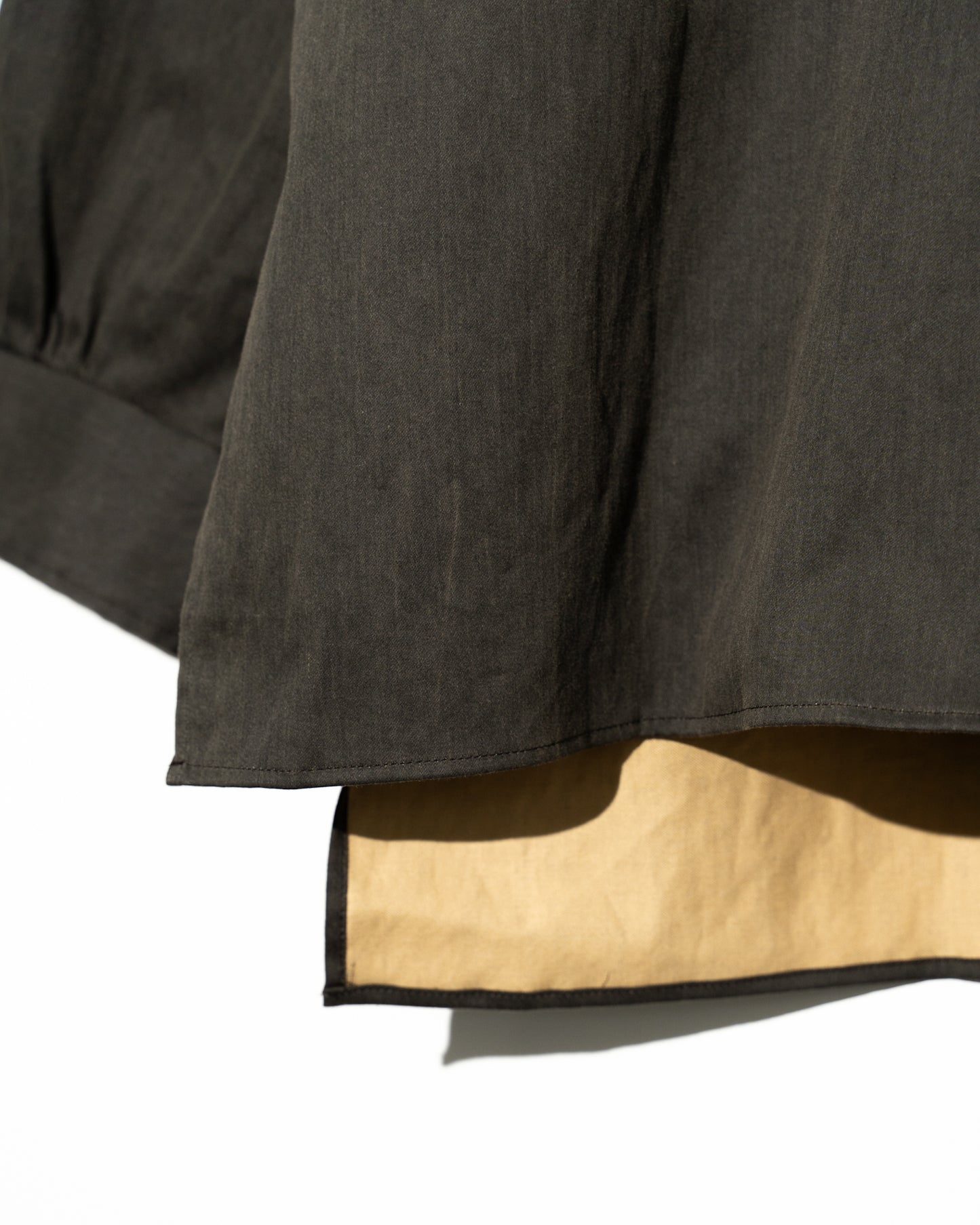 COTTN DYED SATIN OVER SIZE PULL OVER SHIRTS - BLACK