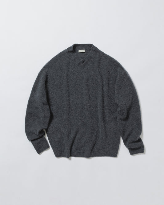 COMFORT TOUCH DOUBLE COLLAR PULLOVER - CHARCOAL GRAY