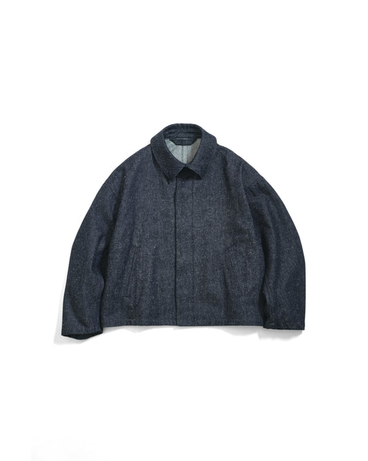 SILK DENIM SHORT COAT - NAVY