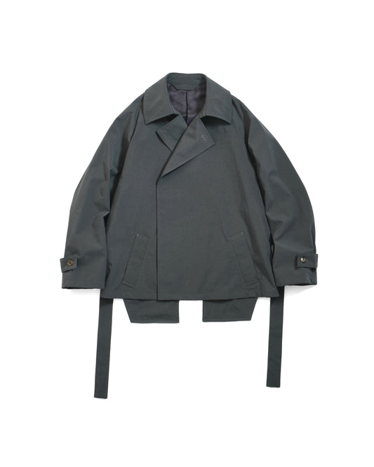 SHORT TRENCH COAT - BLUE GRAY