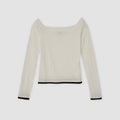 COTTON OFF SHOULDER LAYERED PULLOVER - WHITE