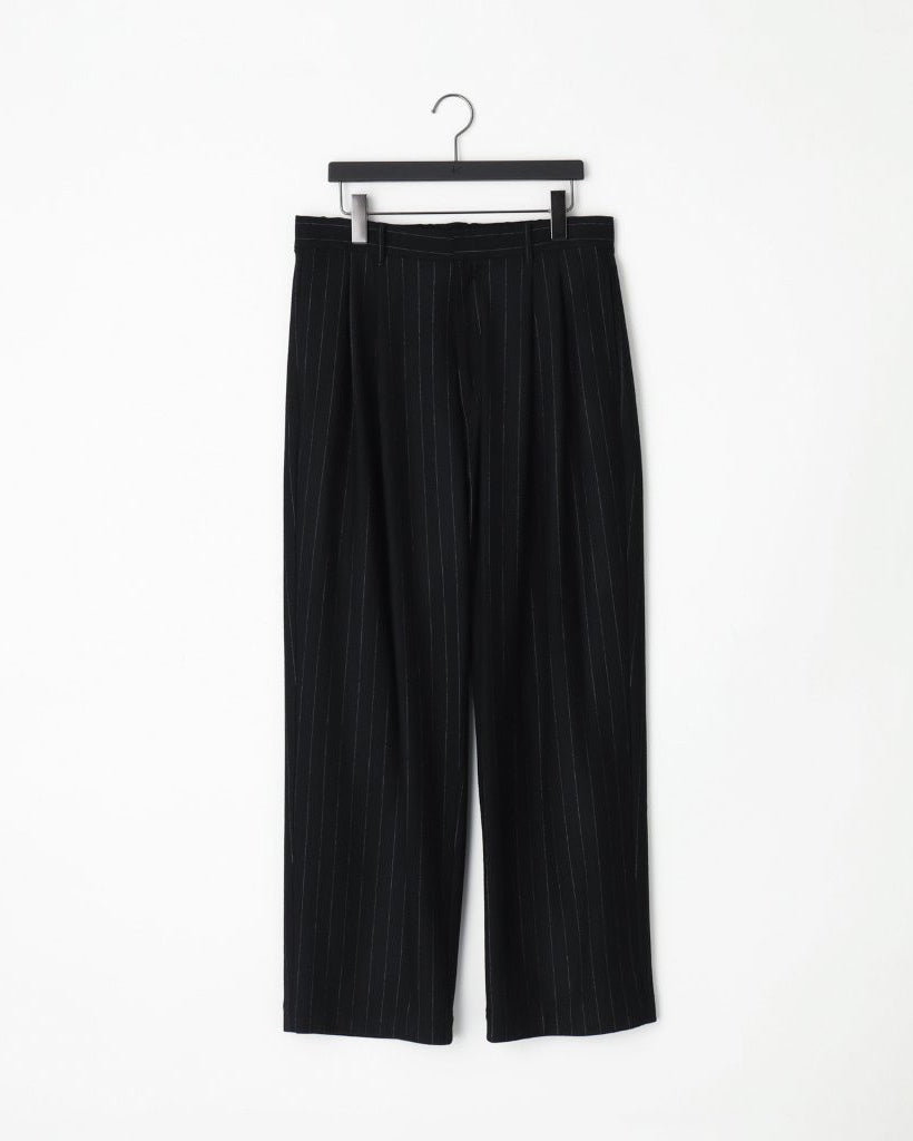 36G WOOL STRIPE TROUSER - BLACK