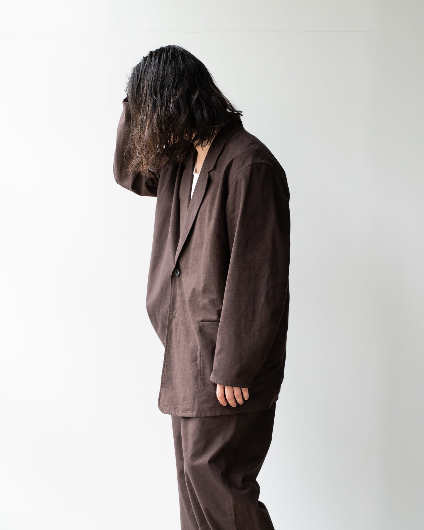 BRUSHED COTTON JACKET - BROWN
