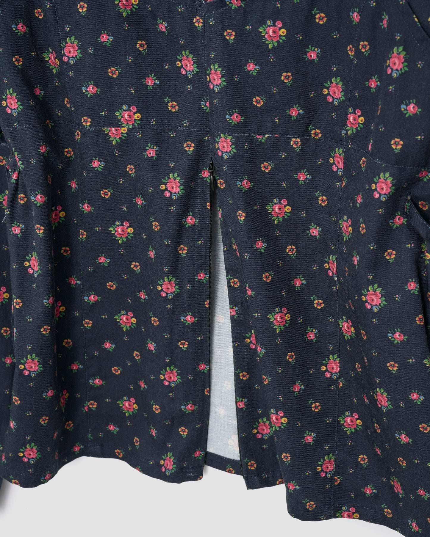 FLOWER PRINT SAILOR COLLAR SHIRT - NAVY