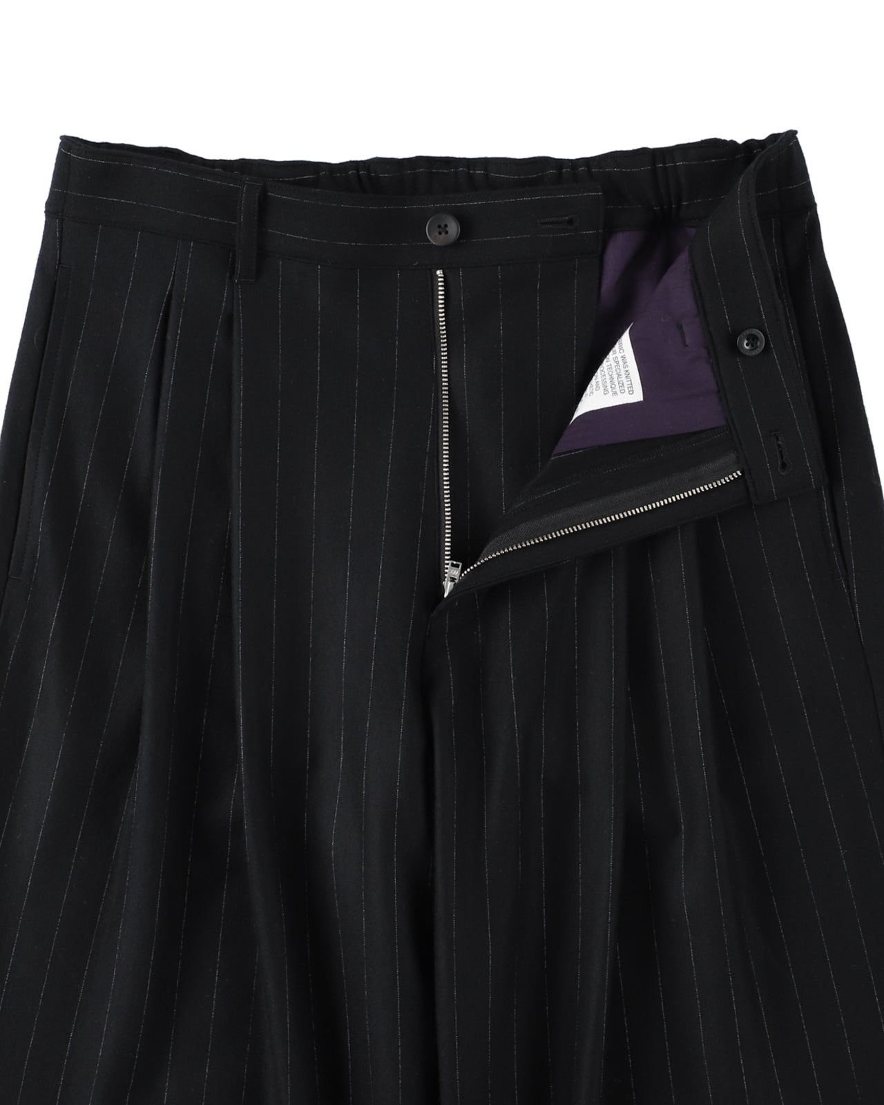 36G WOOL STRIPE EASY TROUSERS - BLACK SP