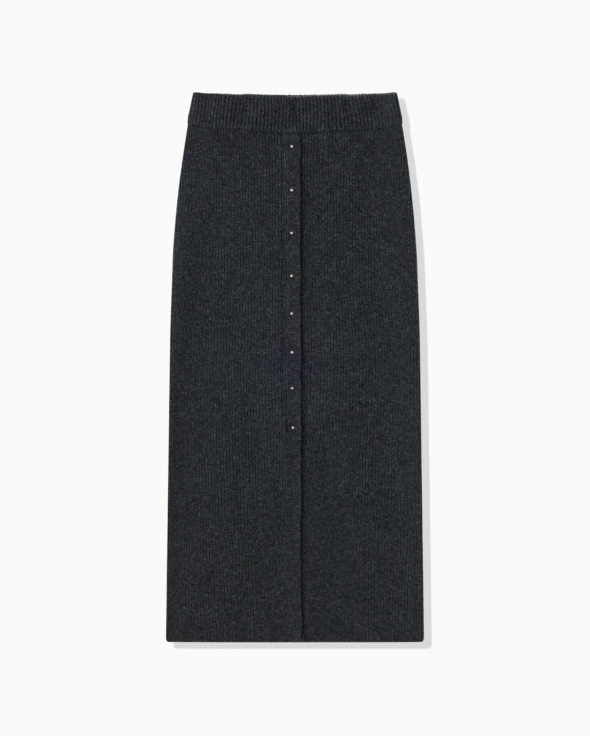 WOOL RIB KNIT SKIRT - DARK GRAY