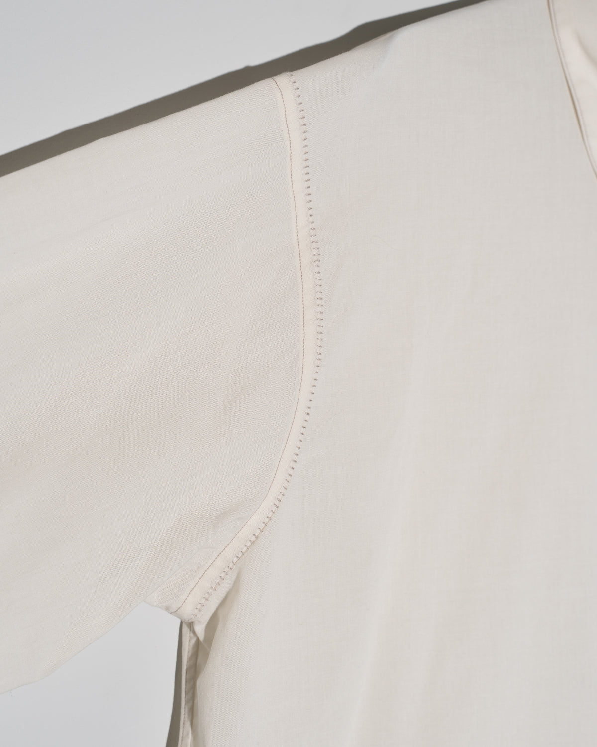 COTTON WOOL PLAIN REGULAR SHIRT - ECRU