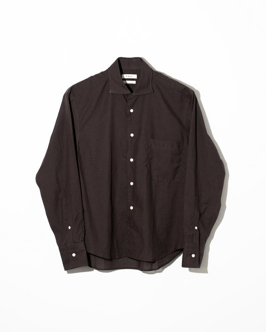 COTTON SILK CHECK SHIRT (femme)  - BROWN