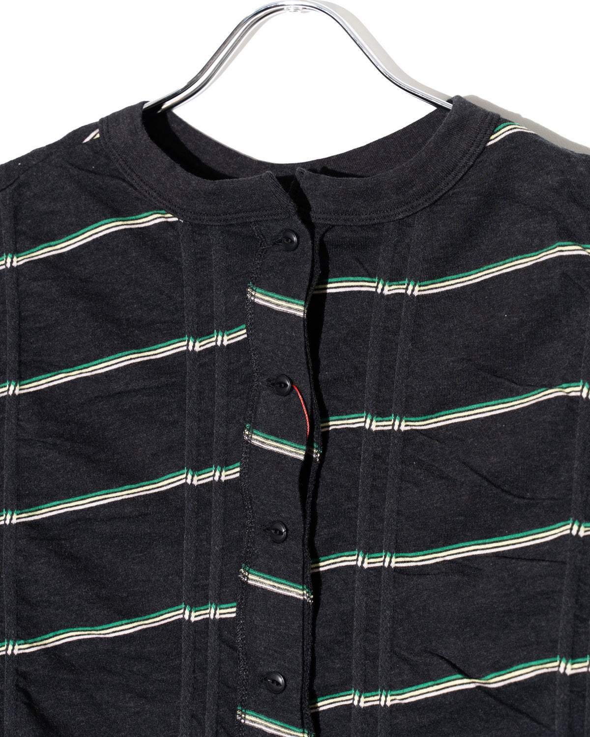 TUCKED JACQUARD BORDER CARDIGAN / PULLOVER - BLACK