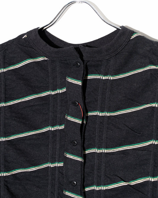 TUCKED JACQUARD BORDER CARDIGAN / PULLOVER - BLACK