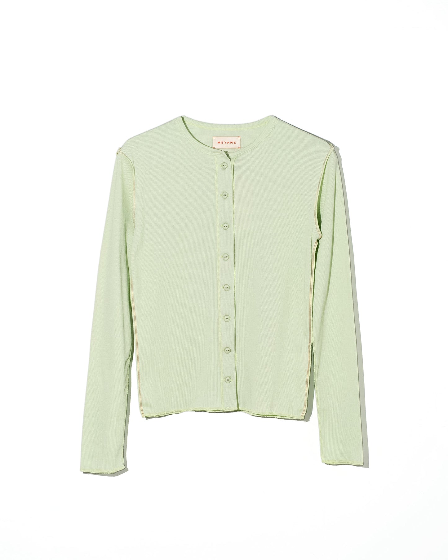 SOFT RIB SIDE STITCH CARDIGAN - LIGHT GREEN