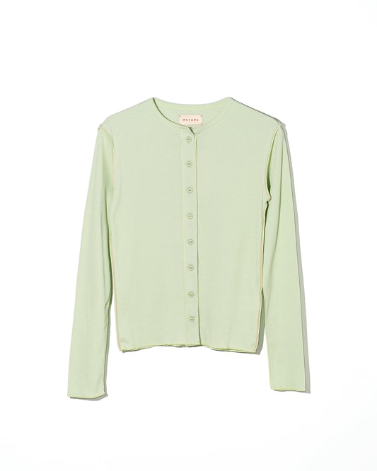 SOFT RIB SIDE STITCH CARDIGAN - LIGHT GREEN